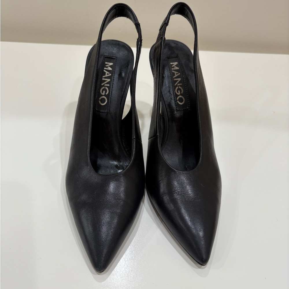 Mango Black Slingback Heels